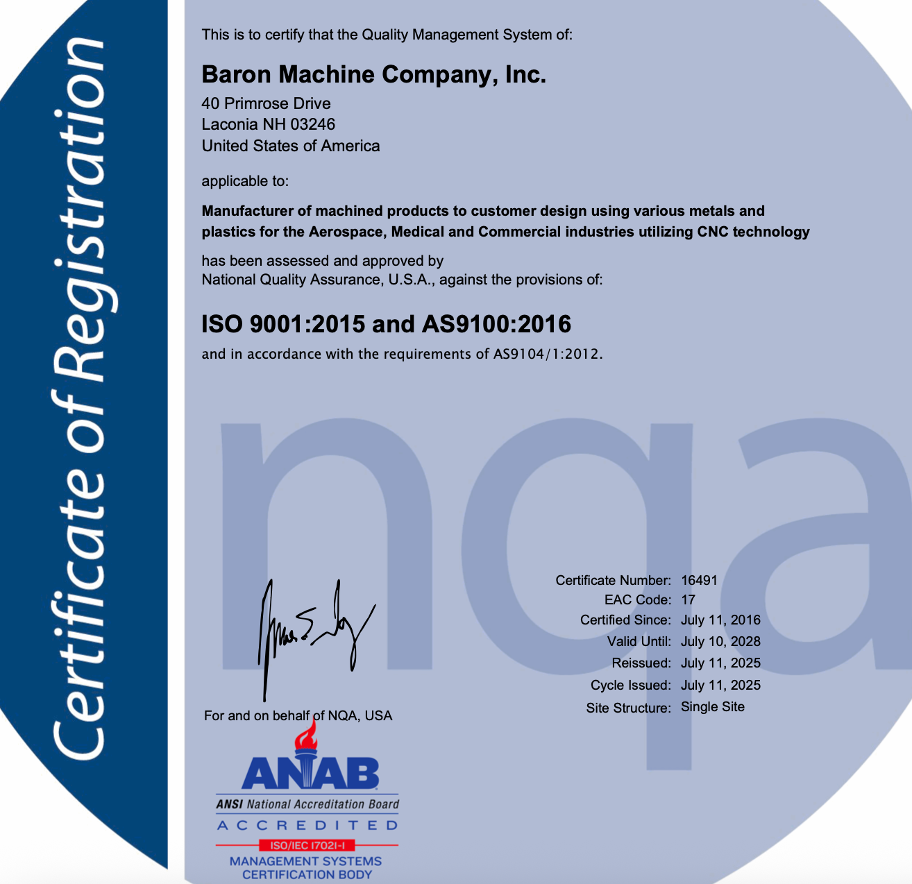ISO 9001:2015 and AS9100:2016